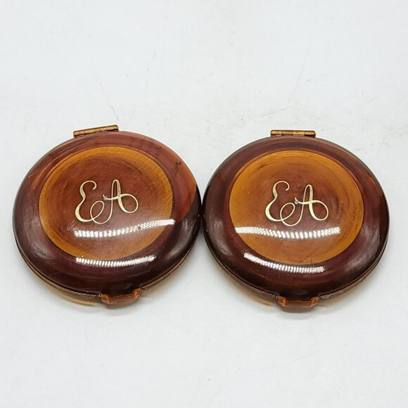 Elizabeth Arden Vintage Transparent Pressed Powder Brown Compacts Lot of 2 - Picture 1 of 4